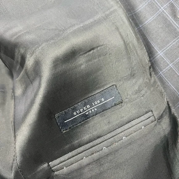 Luigi Bianchi Mantova Navy w/ Blue Plaid Super 120’s Suit 42L - Picture 5 of 11